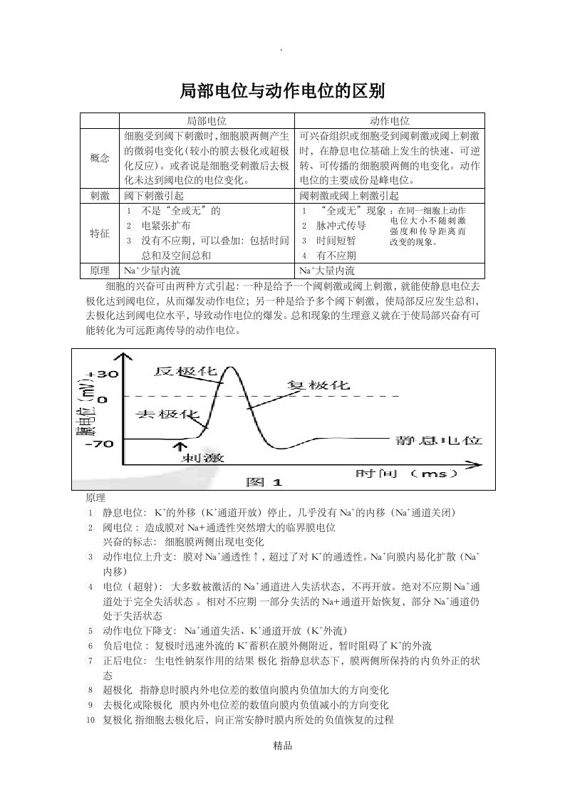 局部电位与动作电位的区别