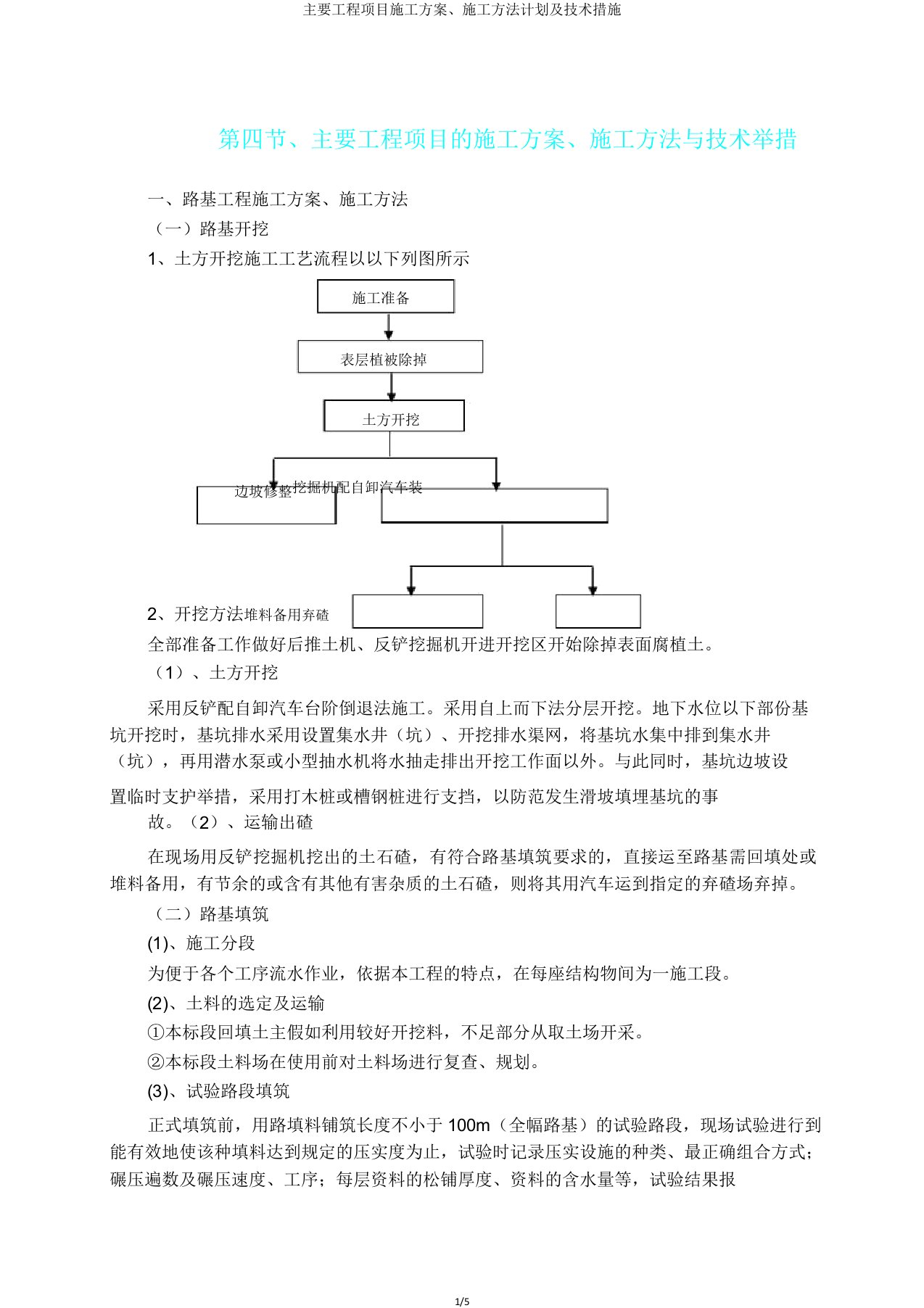 主要工程项目施工方案施工方法计划及技术措施