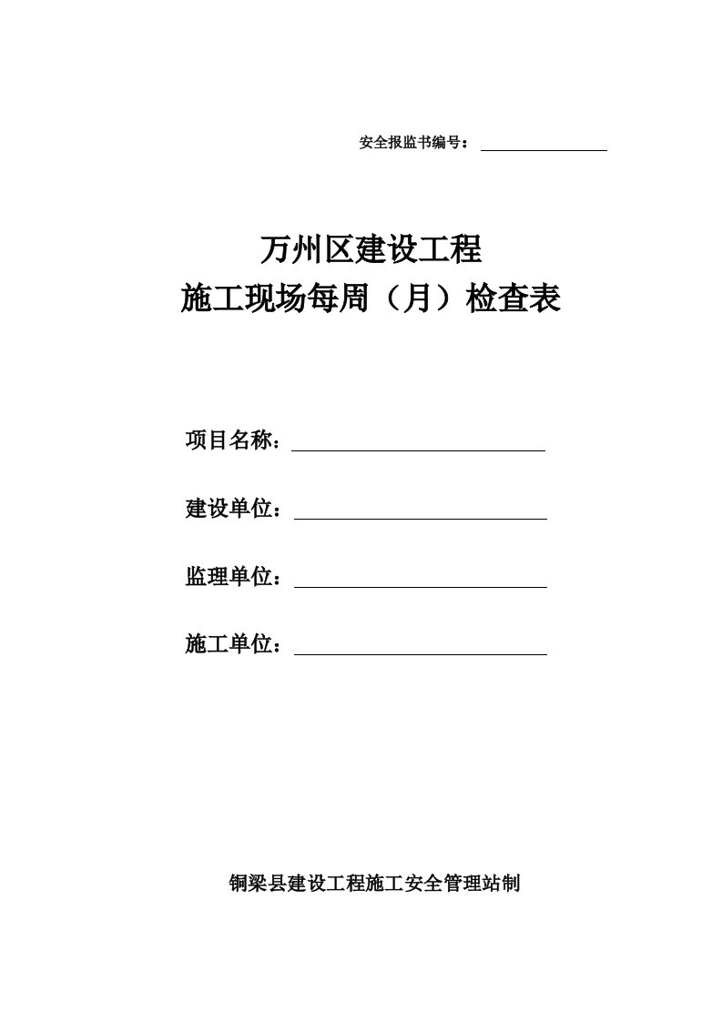 建设工程施工现场每周(月)检查表