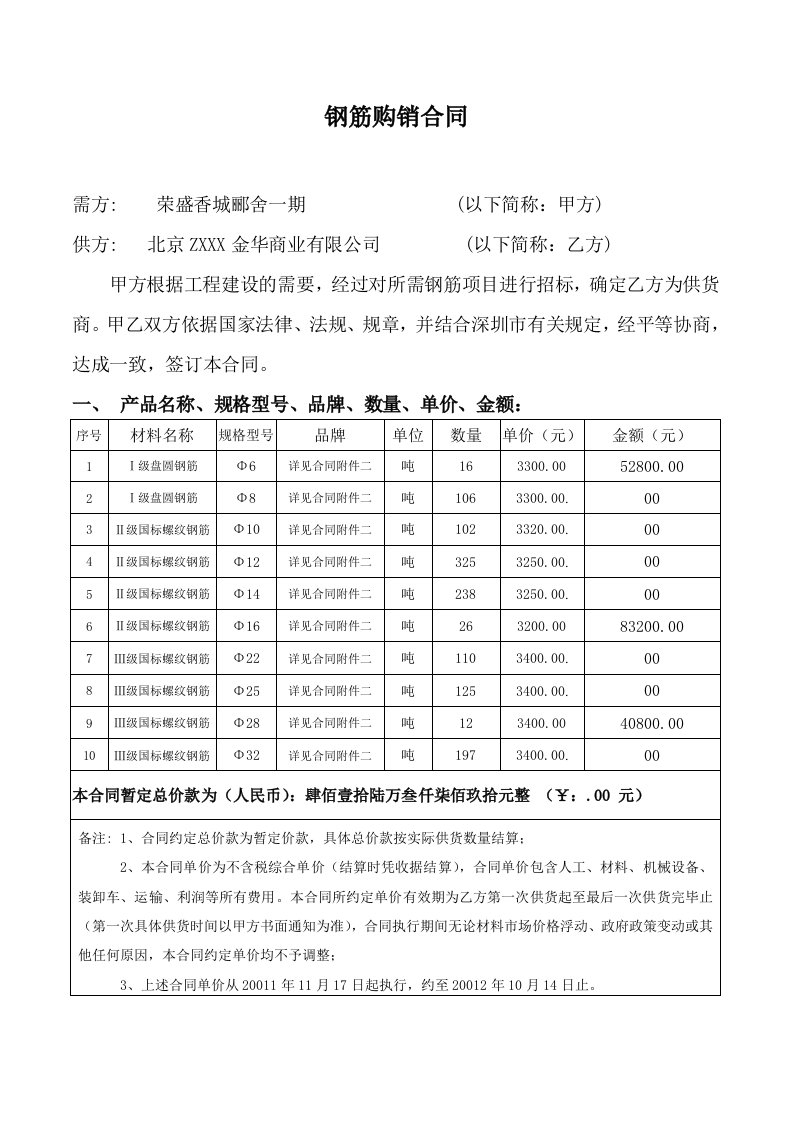 精品文档-钢筋购销合同