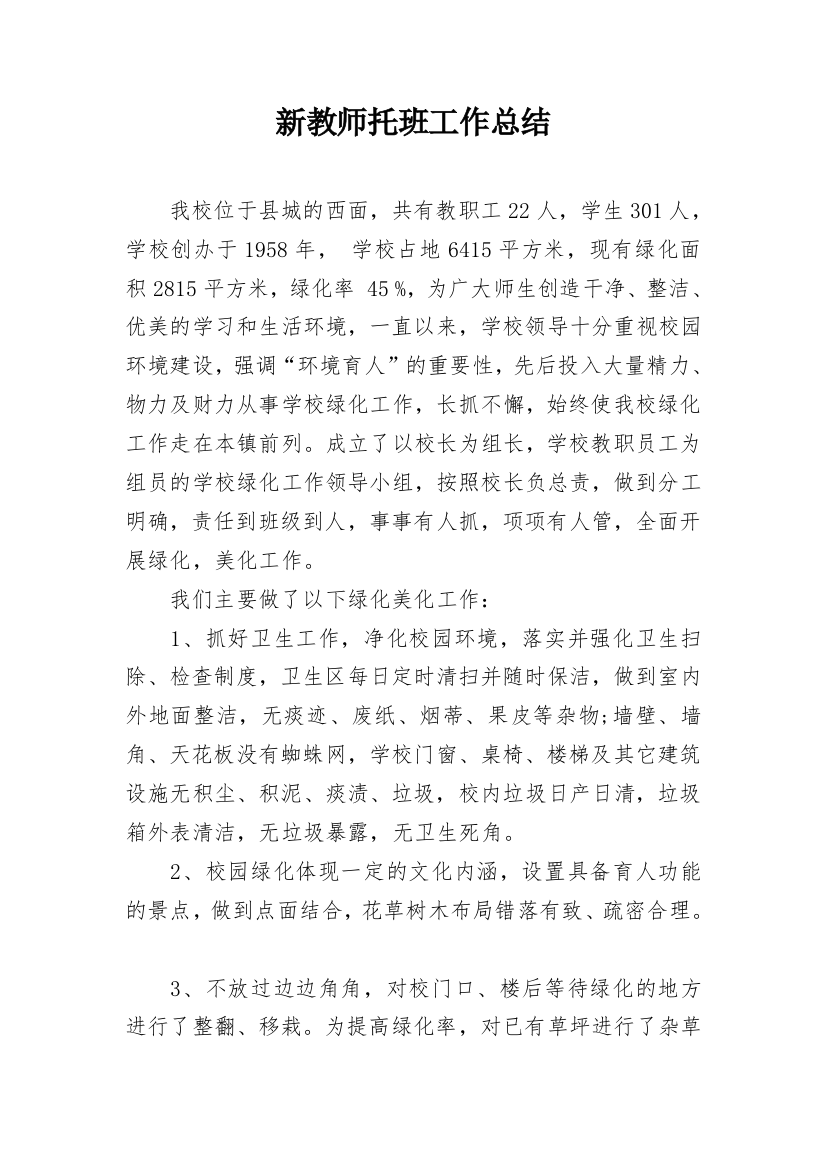 新教师托班工作总结