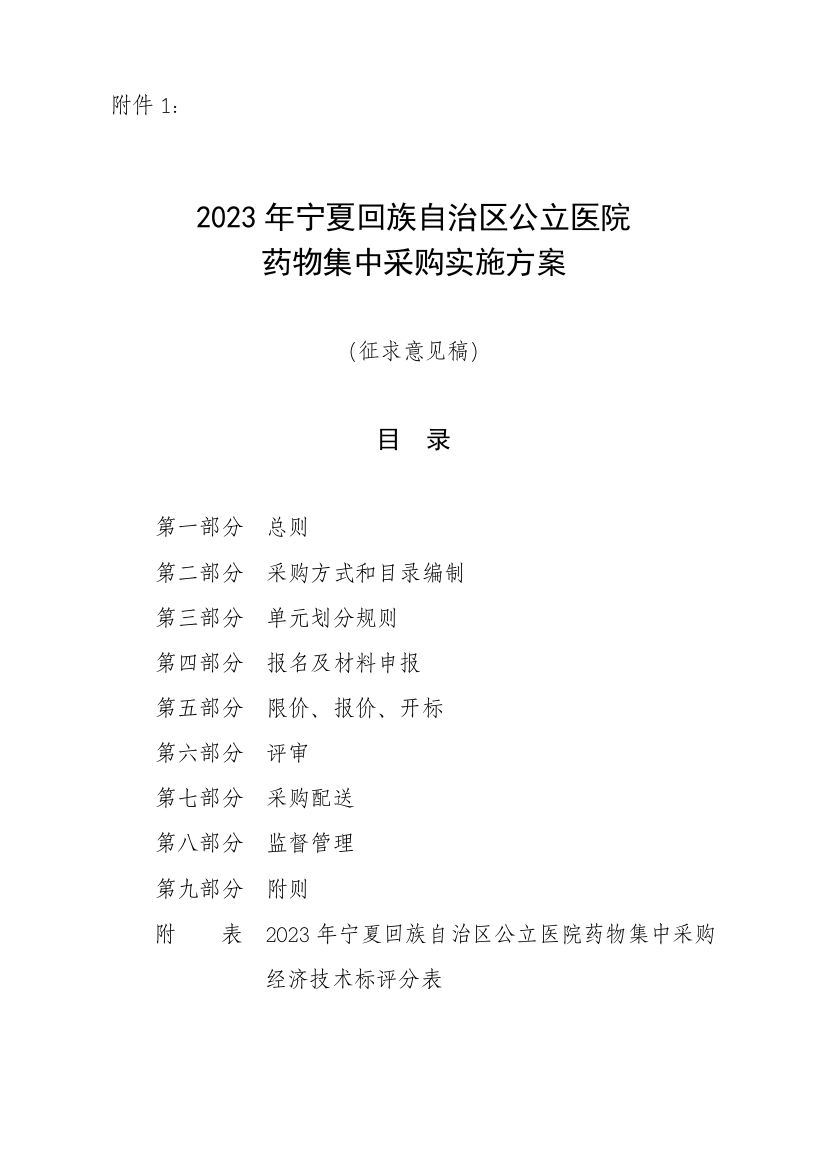 宁夏回族自治区公立医院药品集中采购实施方案