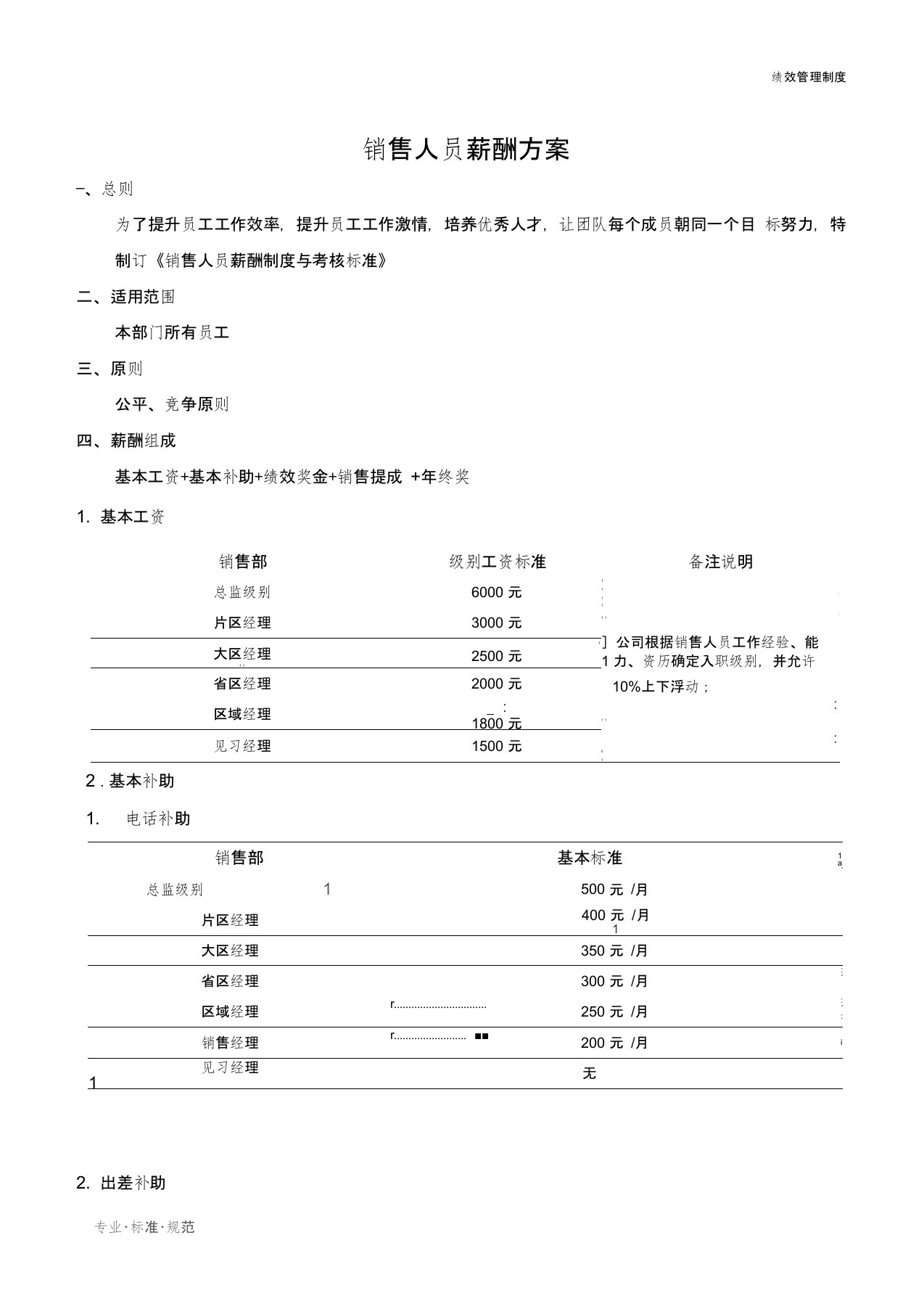 【绩效管理】销售人员薪酬制度