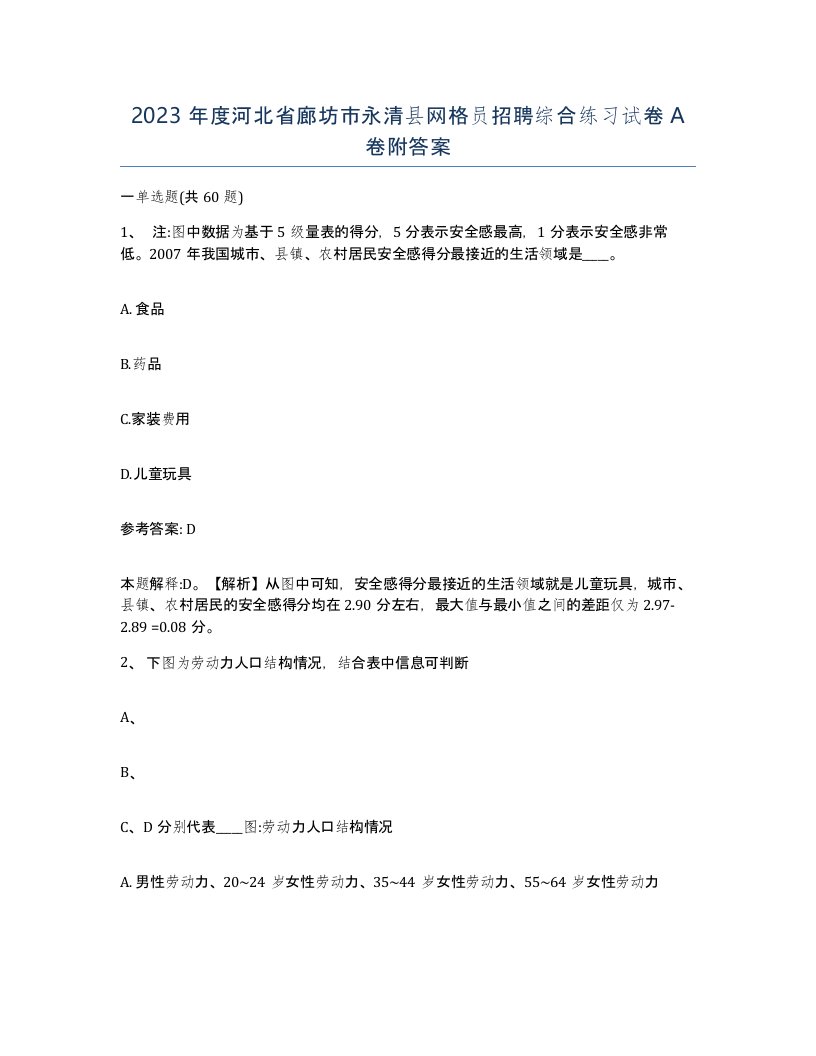 2023年度河北省廊坊市永清县网格员招聘综合练习试卷A卷附答案