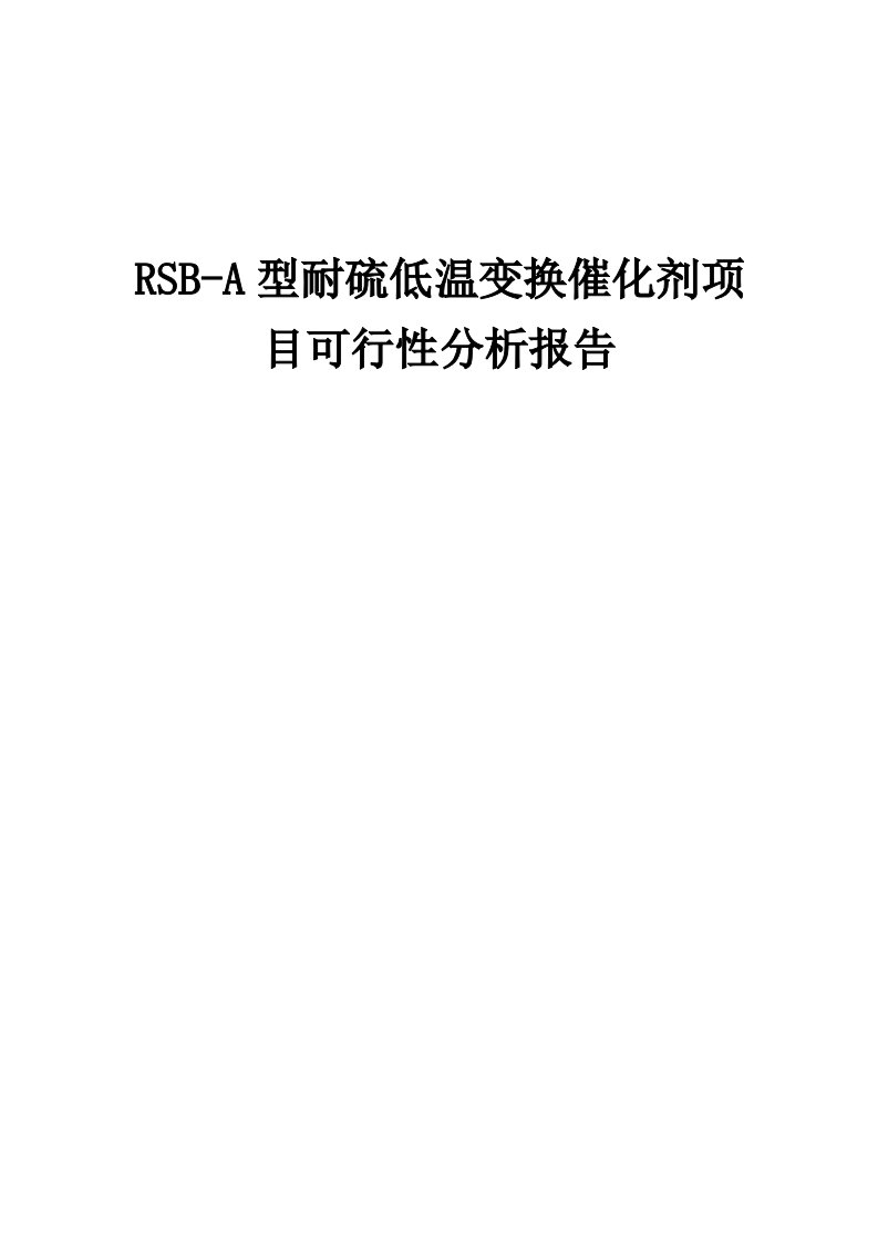 2024年RSB-A型耐硫低温变换催化剂项目可行性分析报告