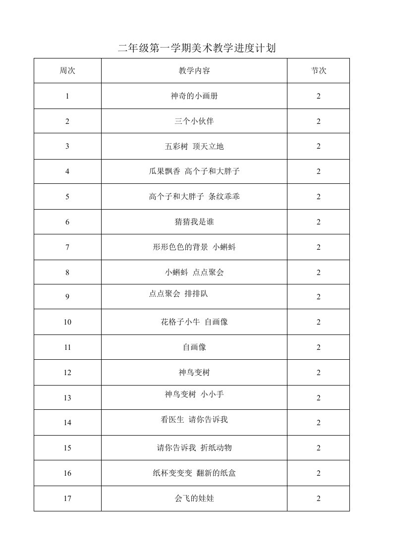 湘教版小学二年级上册美术教案