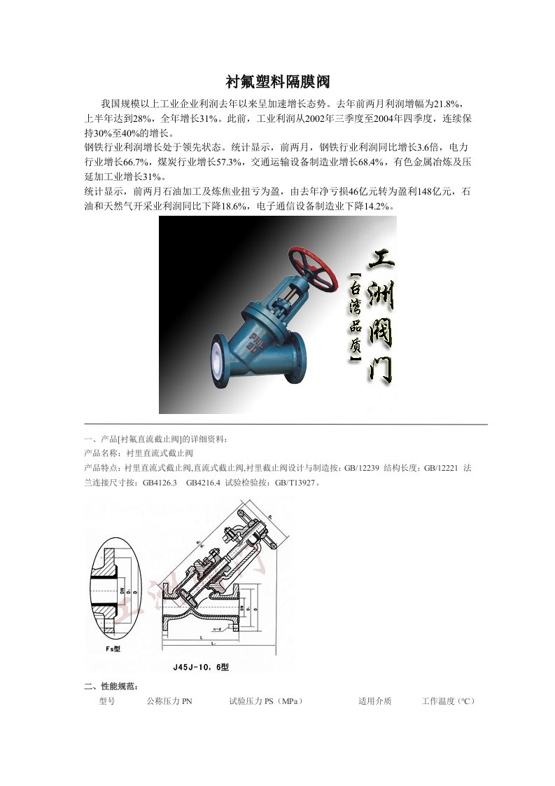 衬氟塑料隔膜阀