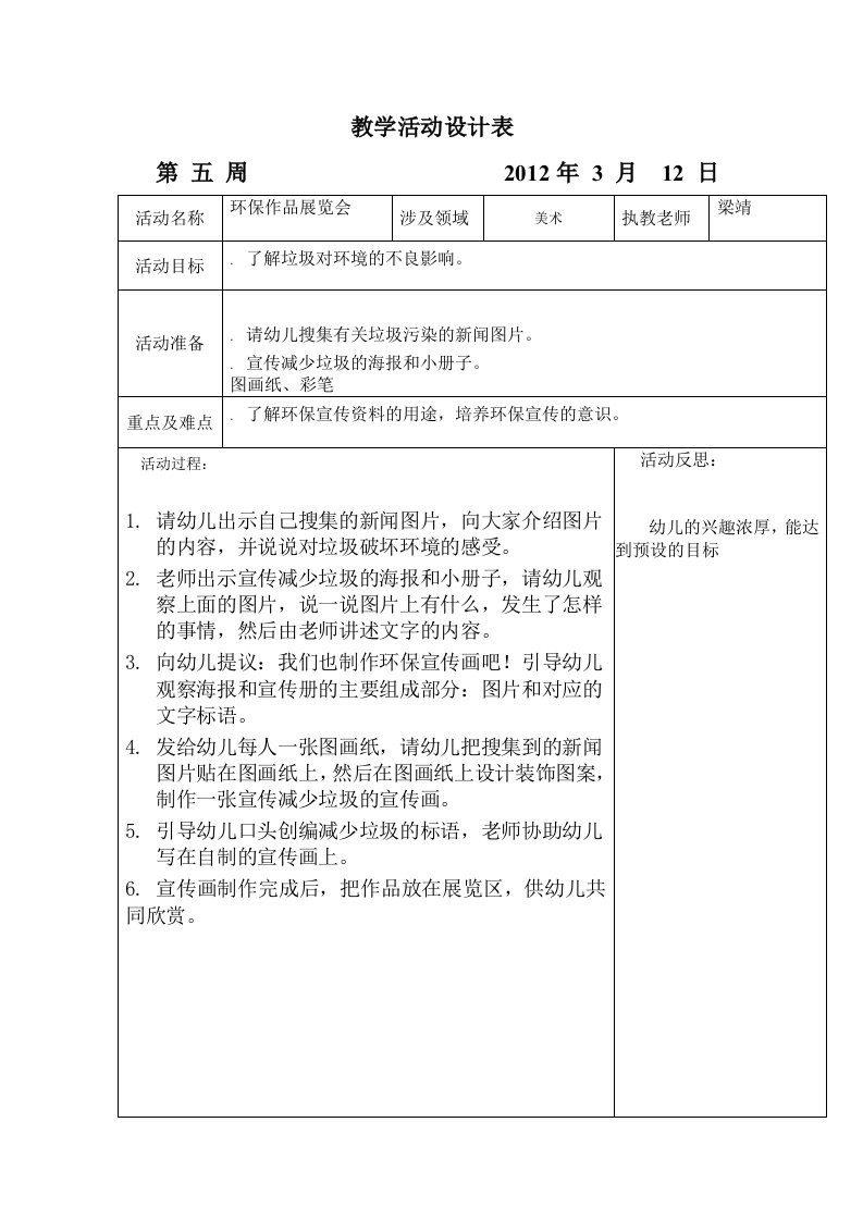 坑头幼儿园2011学年第二学期中二班备课1第五周