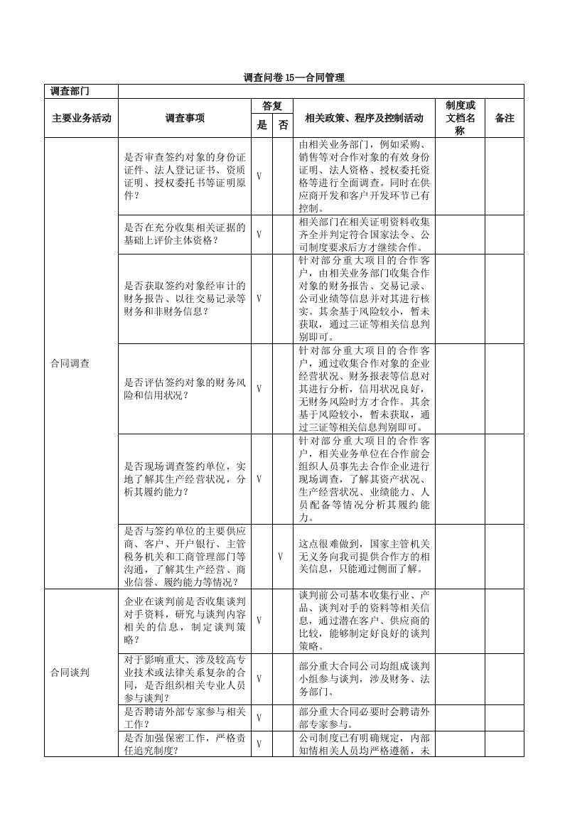 合同管理调查问卷