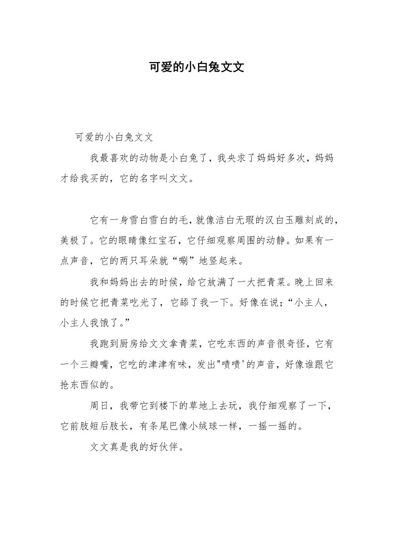 可爱的小白兔文文