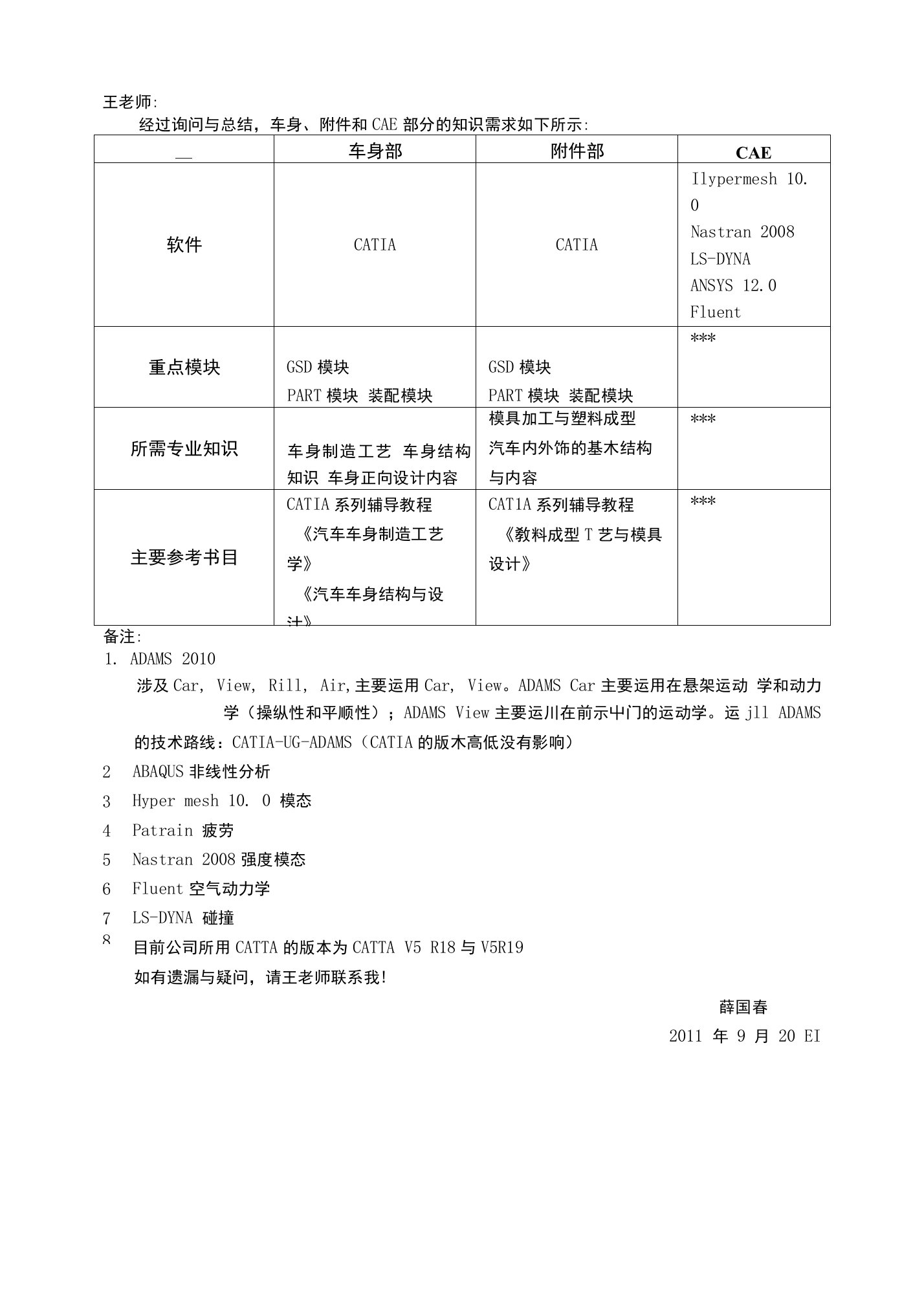 关于CAE分析培养人才计划