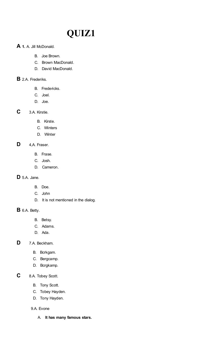 北华大二第一学期quiz