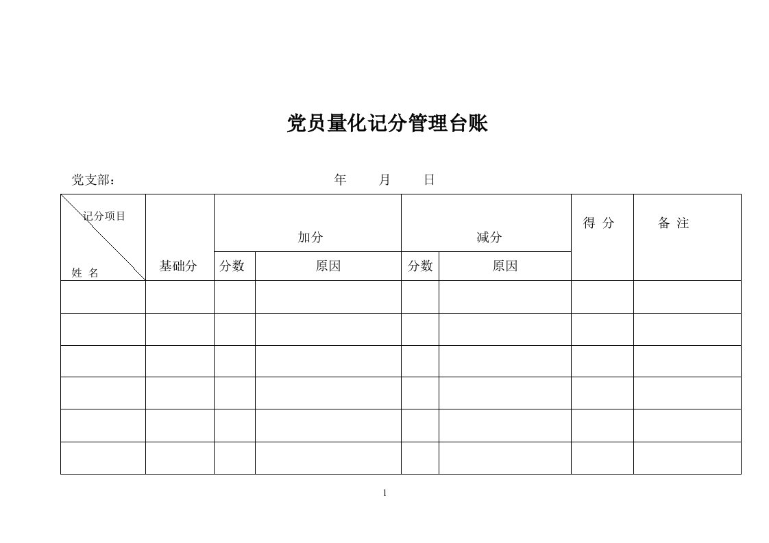 党员亮化记分台账