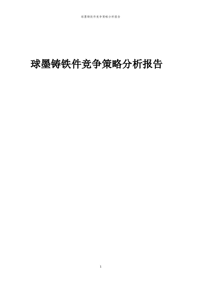 年度球墨铸铁件竞争策略分析报告