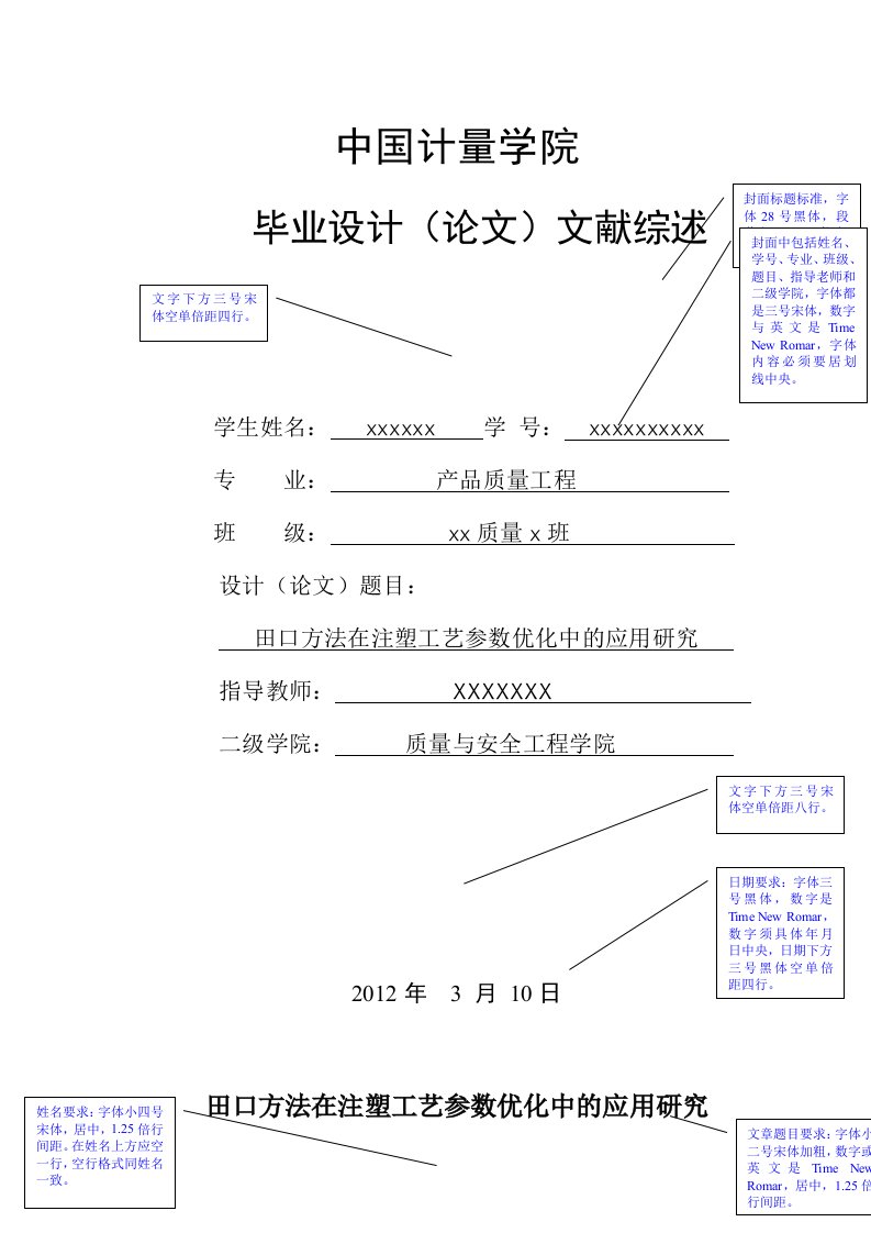 文献综述格式模板