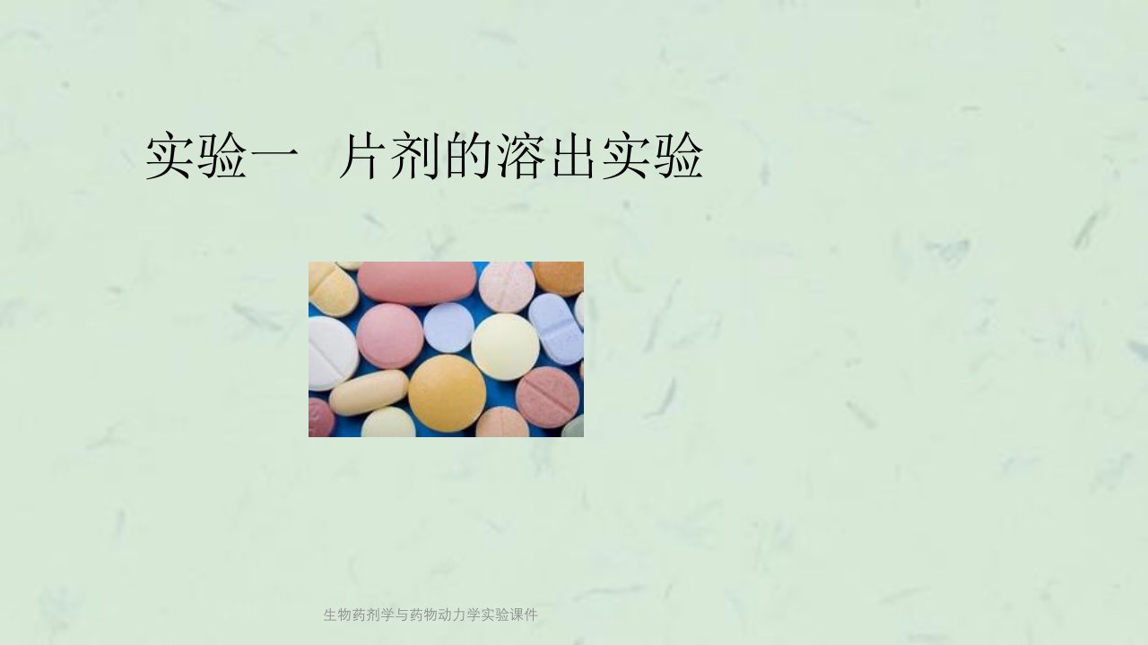 实验片剂的溶出度实验课件