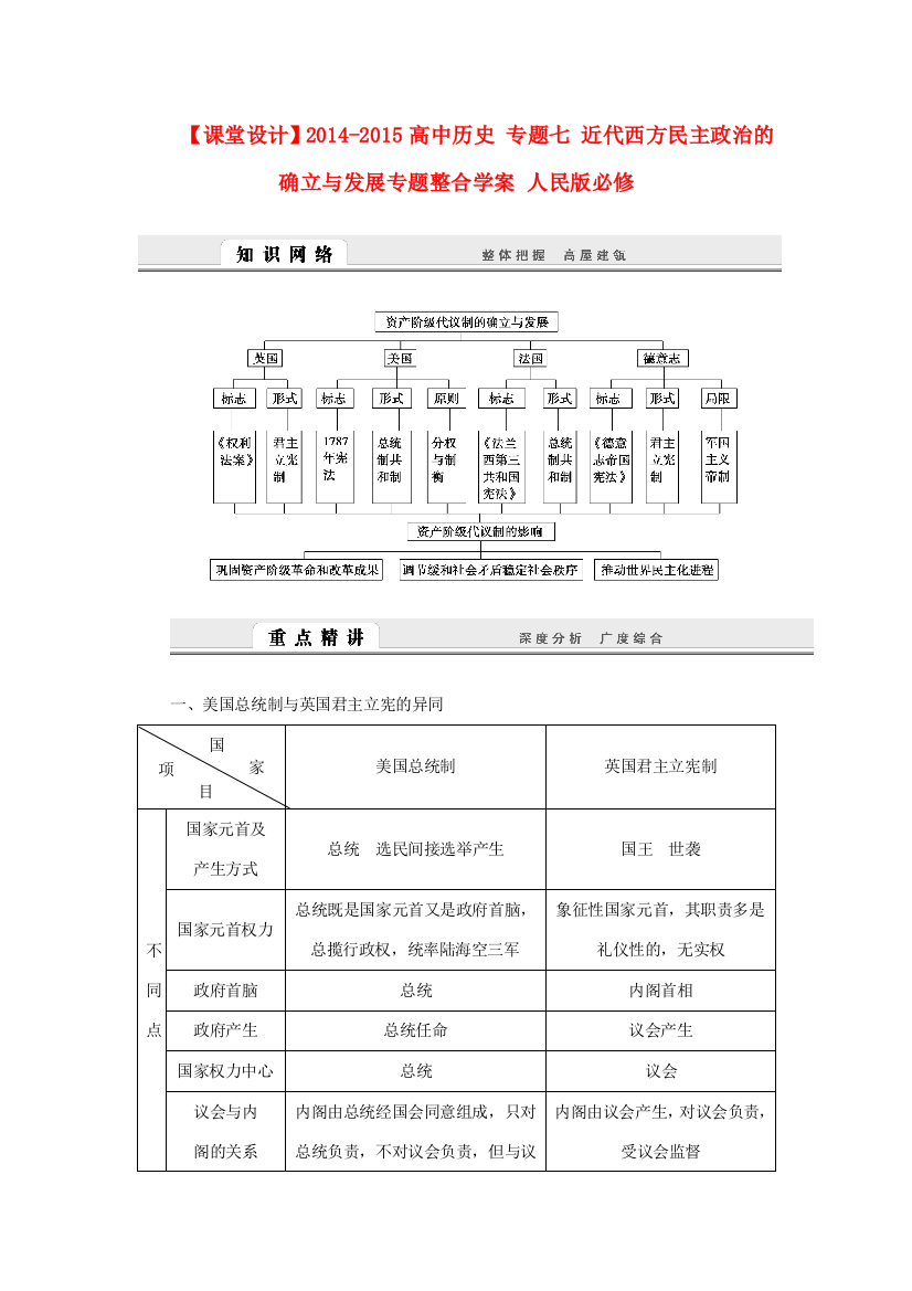 （课堂设计）2014-2015高中历史