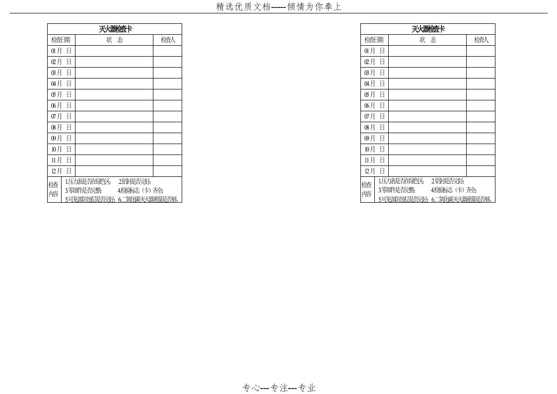 灭火器检查卡(共1页)