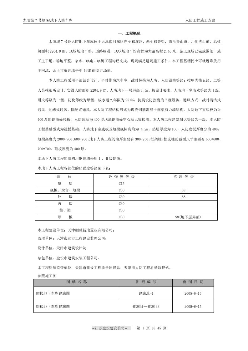 人防工程施工方案