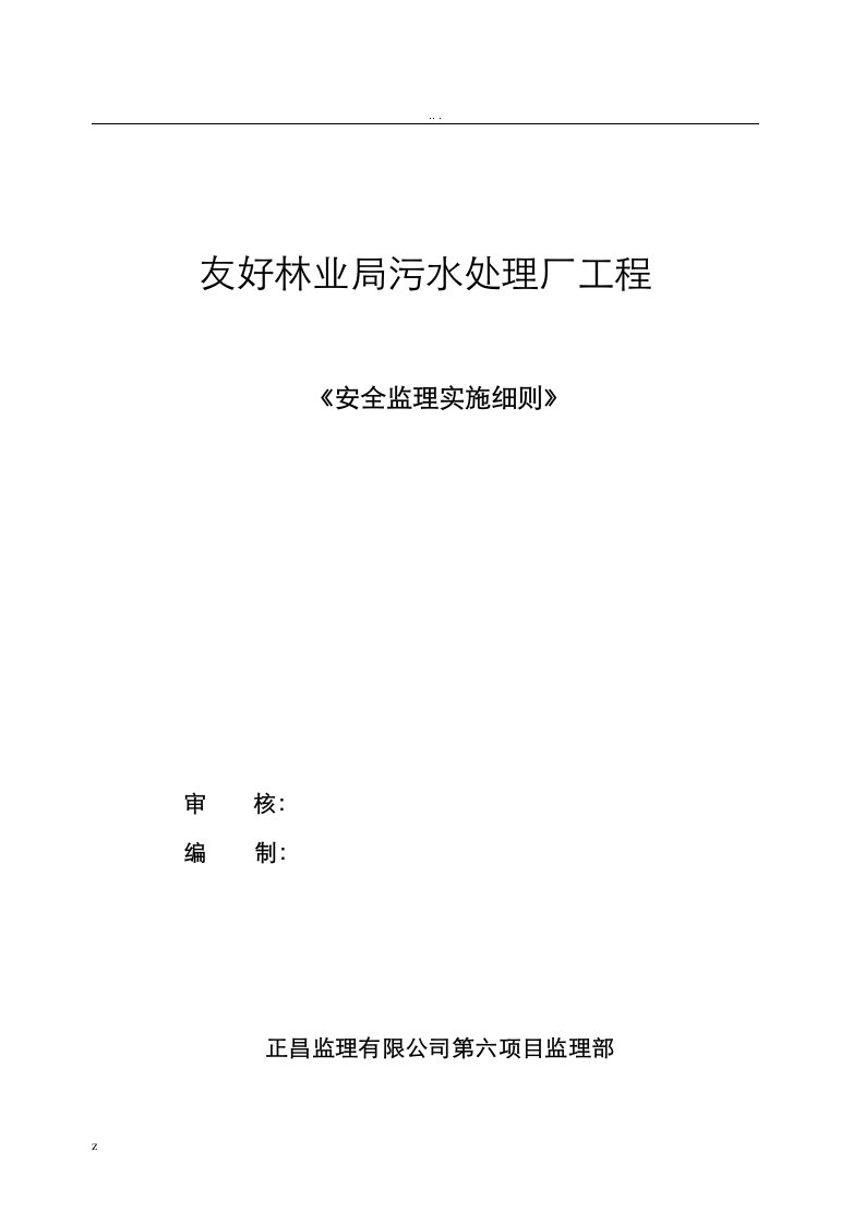 污水厂安全监理实施细则