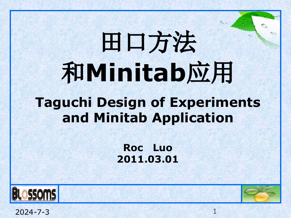 田口方法与Minitab应用培训