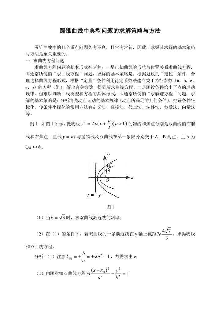 圆锥曲线中典型问题的求解策略与方法