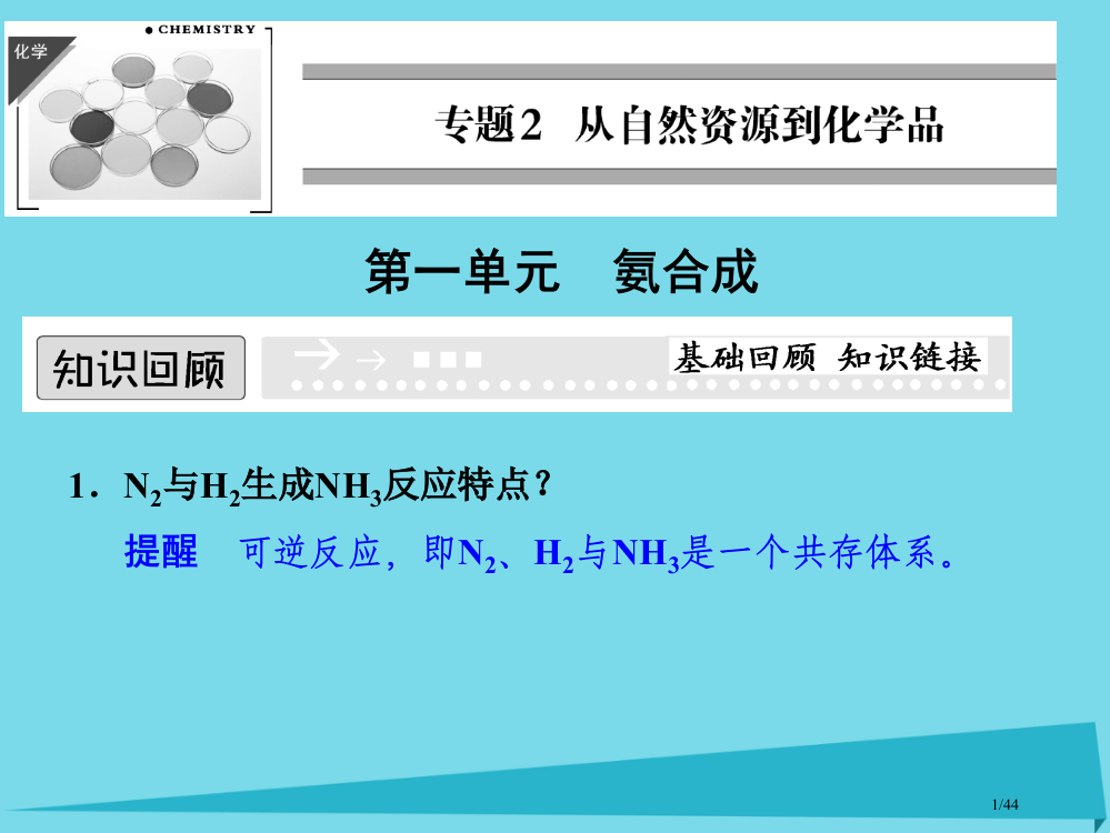 高中化学专题二从自然资源到化学品2.1氨的合成省公开课一等奖新名师优质课获奖PPT课件