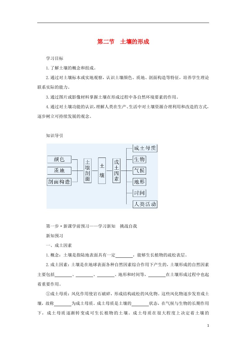 2022_2023学年新教材高中地理第五章地球上的植被与土壤第二节土壤的形成学案湘教版必修第一册