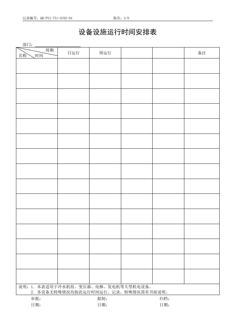 QR-PNJ-751-GC02-04设备设施运行时间安排表