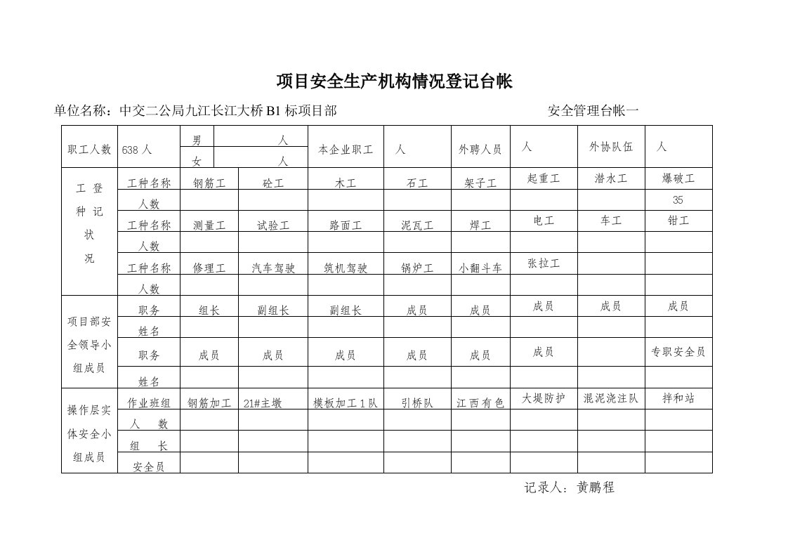 安全生产七种台帐