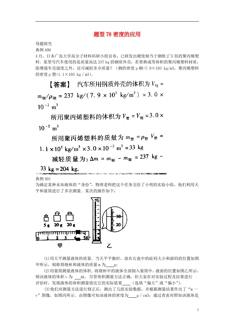 中考物理试题调研