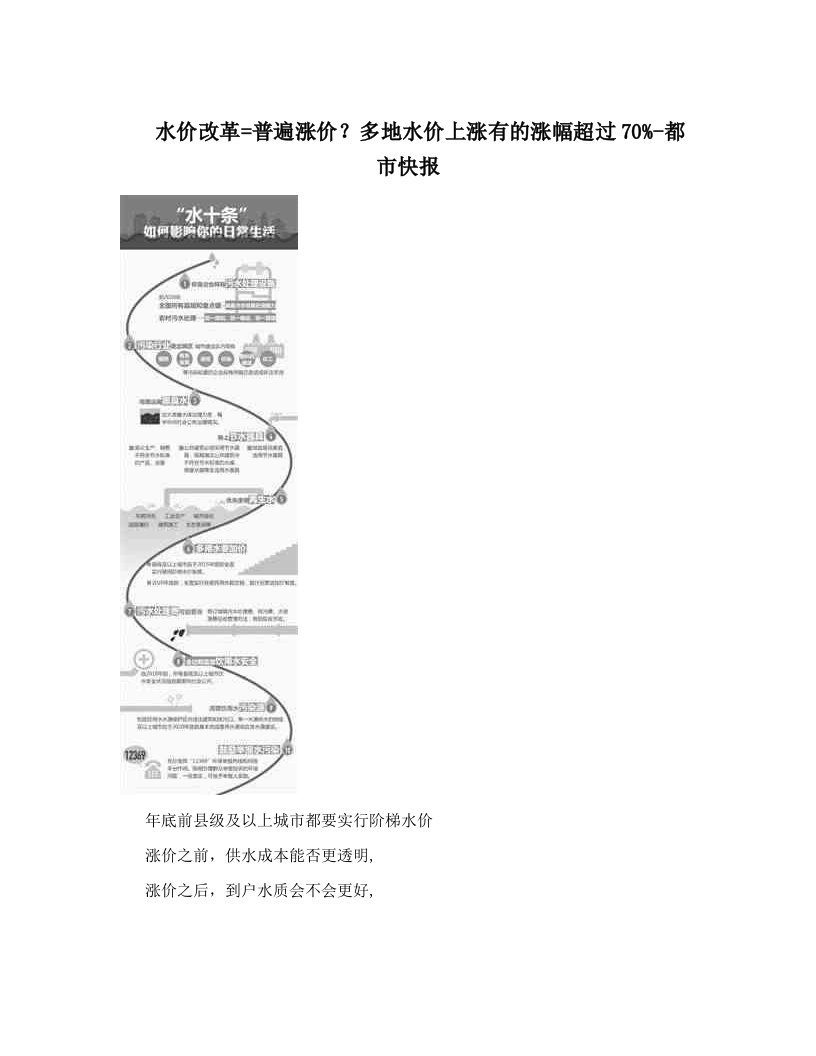 水价改革=普遍涨价？多地水价上涨有的涨幅超过70%-都市快报