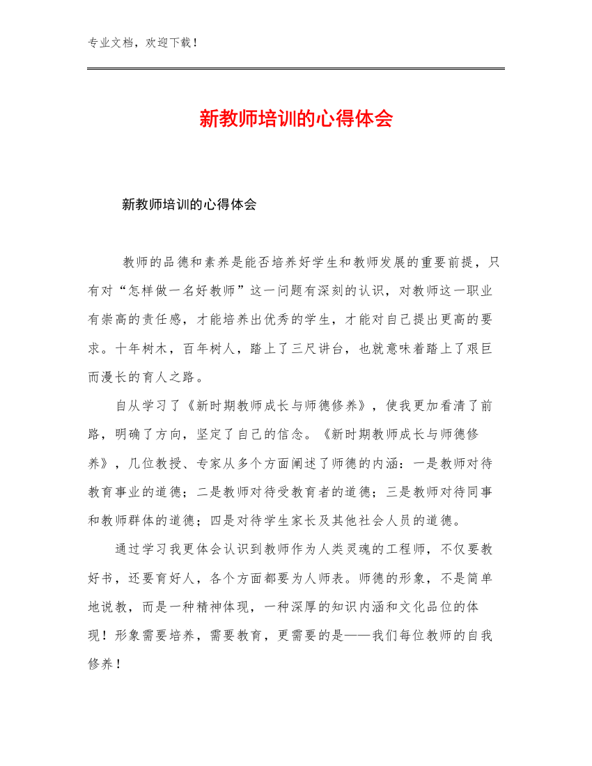 最新新教师培训的心得体会例文12篇文档汇编