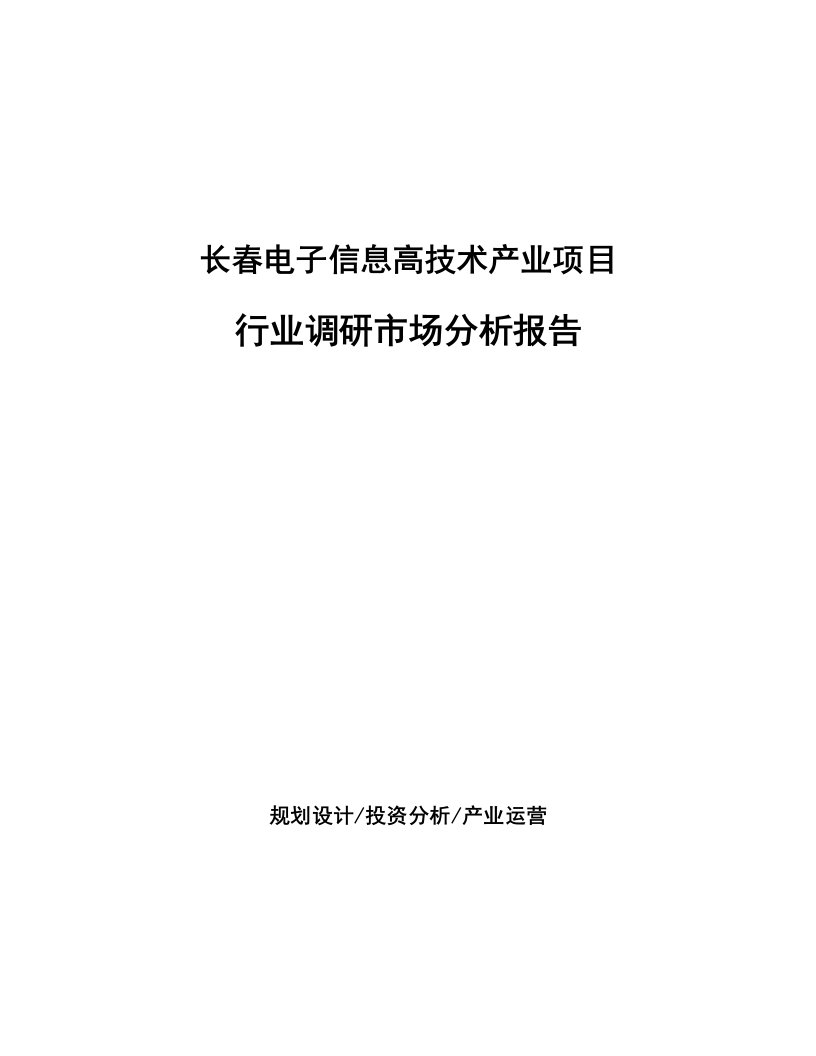 长春电子信息高技术产业项目行业调研市场分析报告