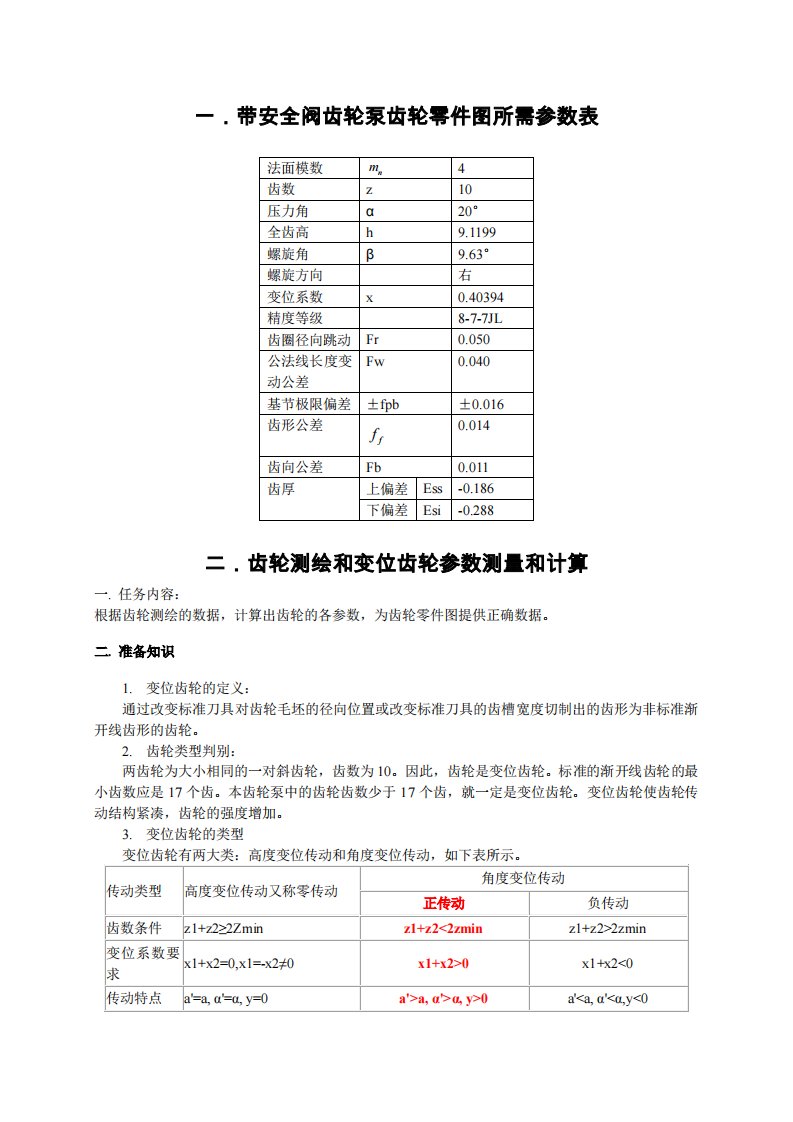 变位齿轮参数及计算