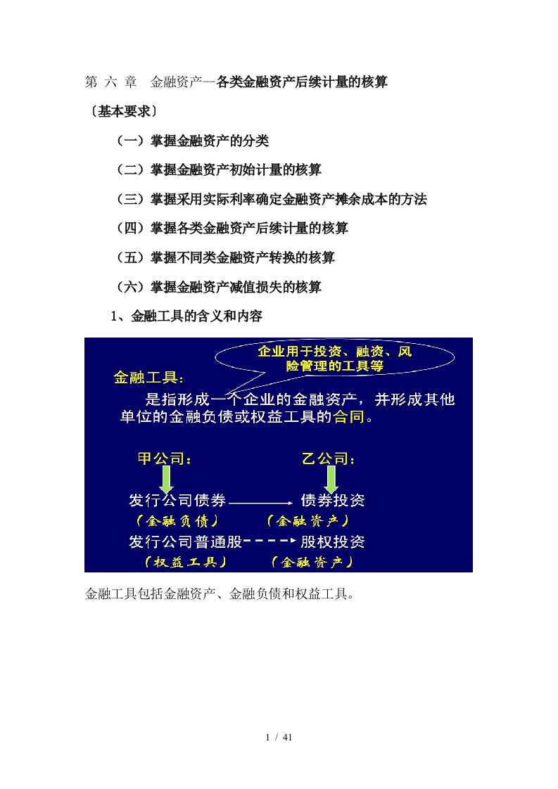 各类金融资产后续计量的核算