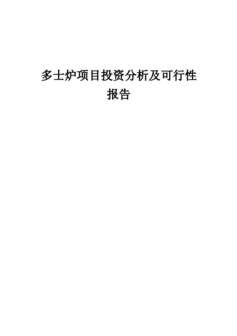 多士炉项目投资分析及可行性报告