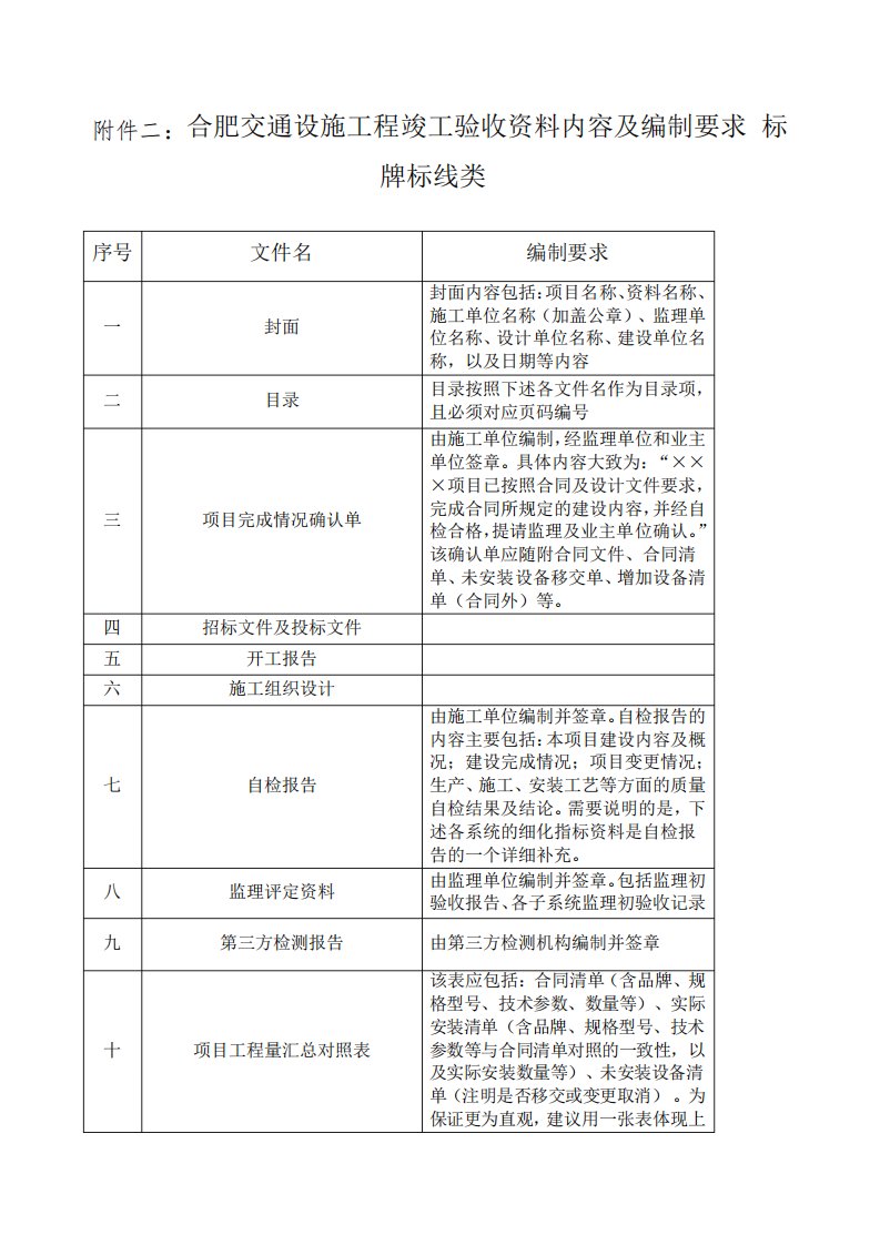 道路附属交通设施工程验收流程竣工资料新模板