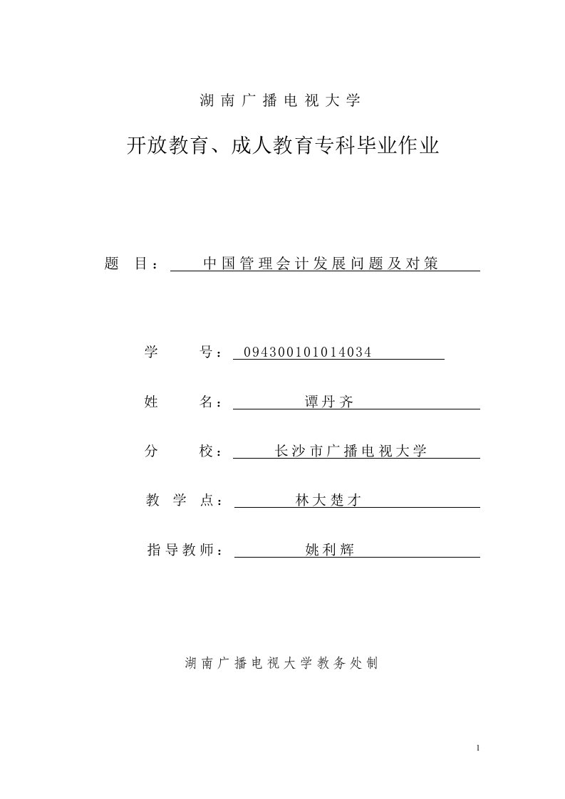 中国管理会计发展的问题及对策