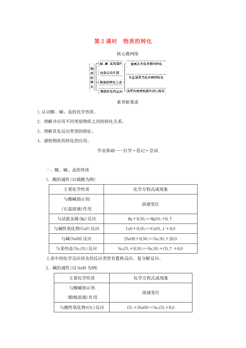 2022-2023学年新教材高中化学