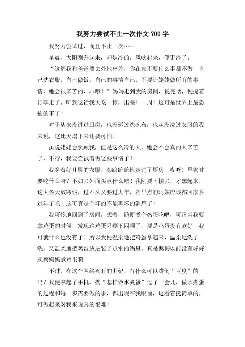 我努力尝试不止一次作文700字