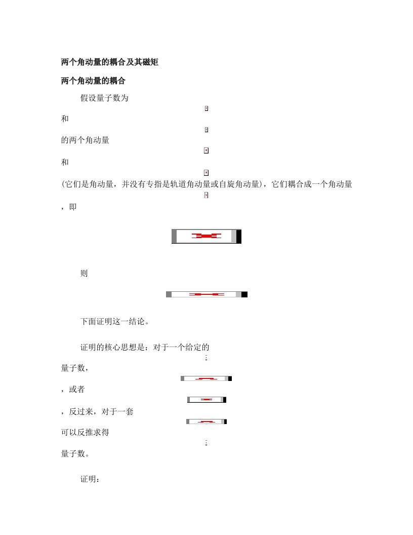 两个角动量的耦合及其磁矩