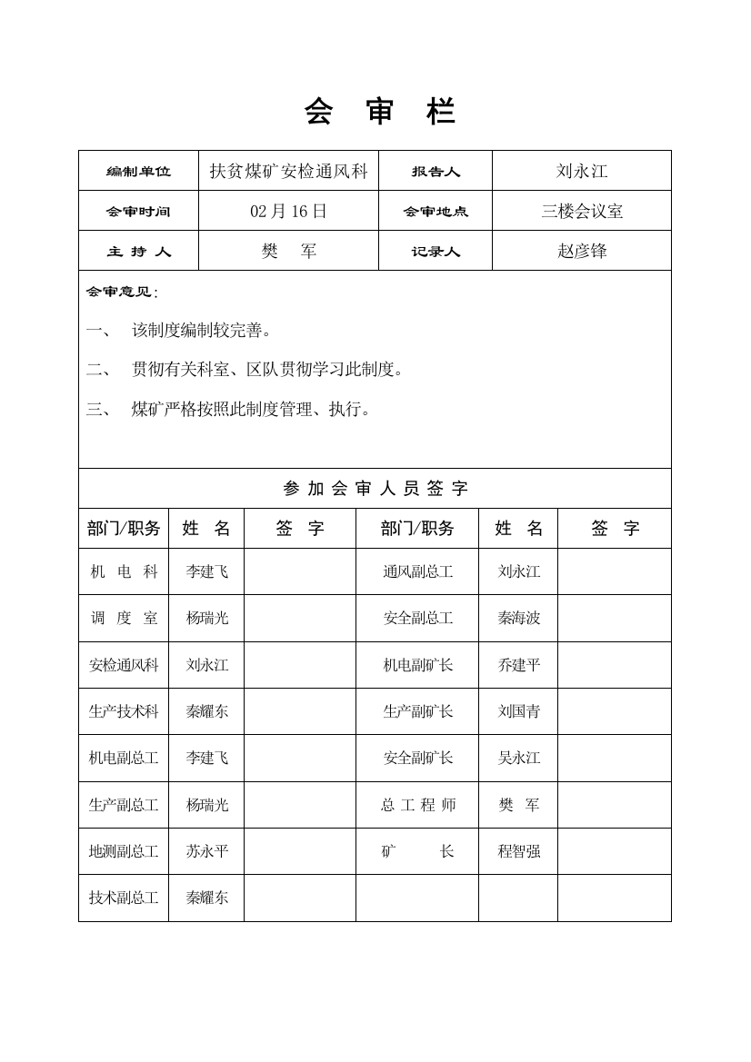 扶贫煤矿一通三防及瓦斯管理制度样本