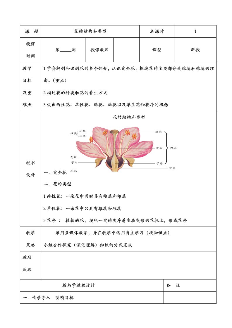 济南版初中八年级生物上册教案全册