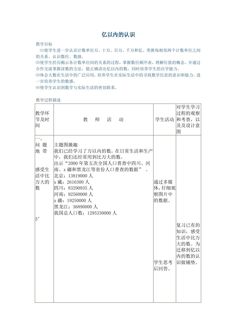 小学人教四年级数学亿以内的认识