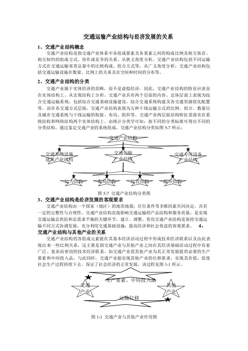 交通运输产业结构与经济发展的关系