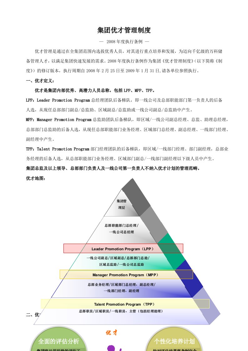 万科集团优才管理制度