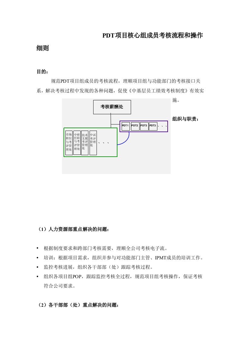 PDT项目核心组成员考核流程和操作细则