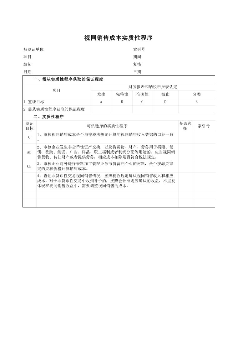 视同销售成本