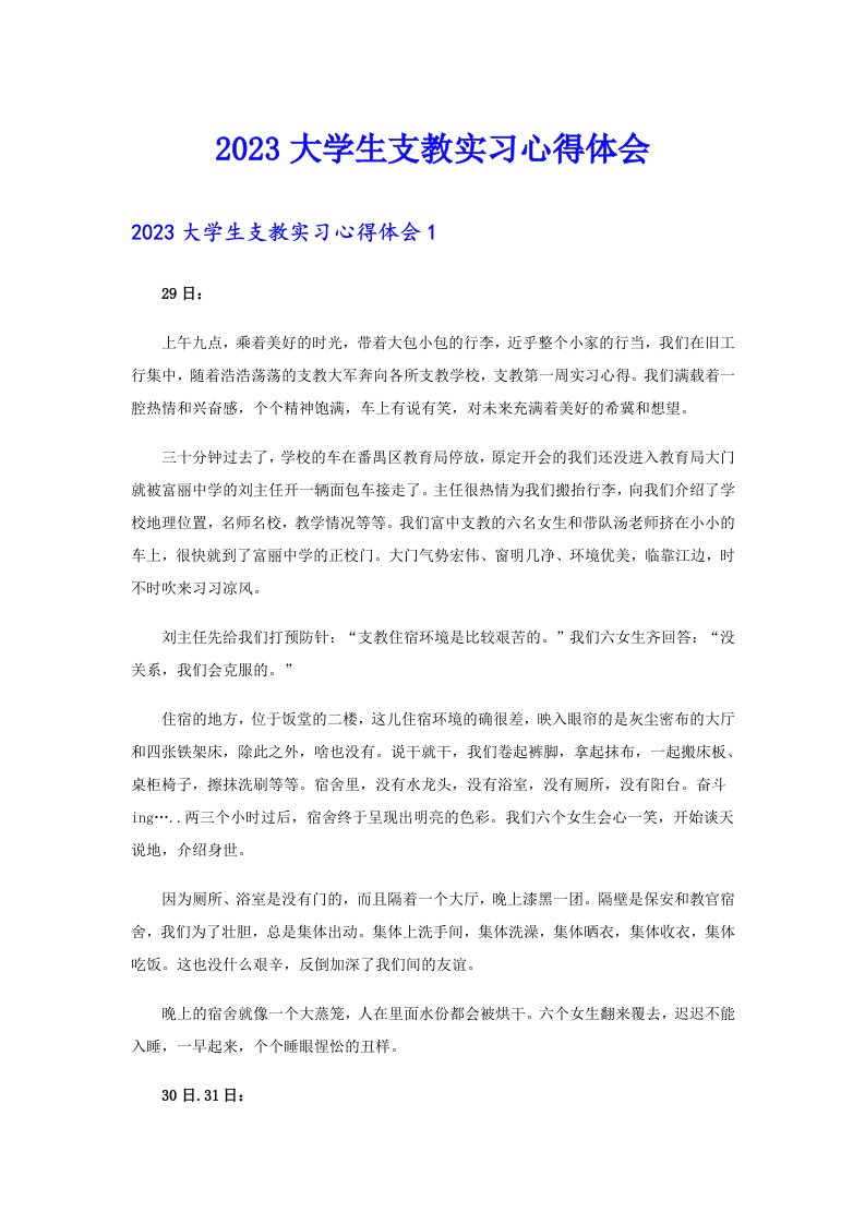 2023大学生支教实习心得体会